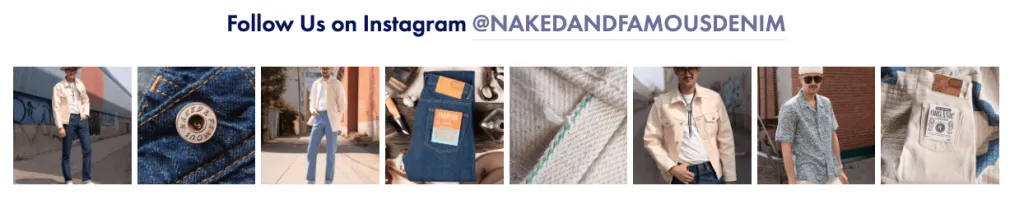 Folgen Sie uns auf Instagram, Beispiel von Naked and Famous