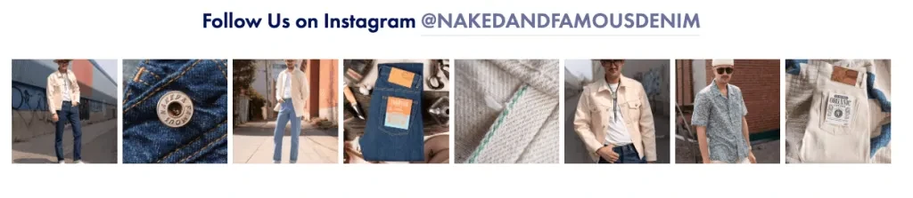 Folgen Sie uns auf Instagram, Beispiel von Naked and Famous