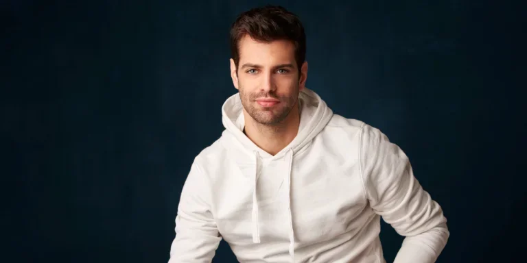 handsome man in hoodie