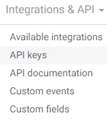 integrations and api in store settings