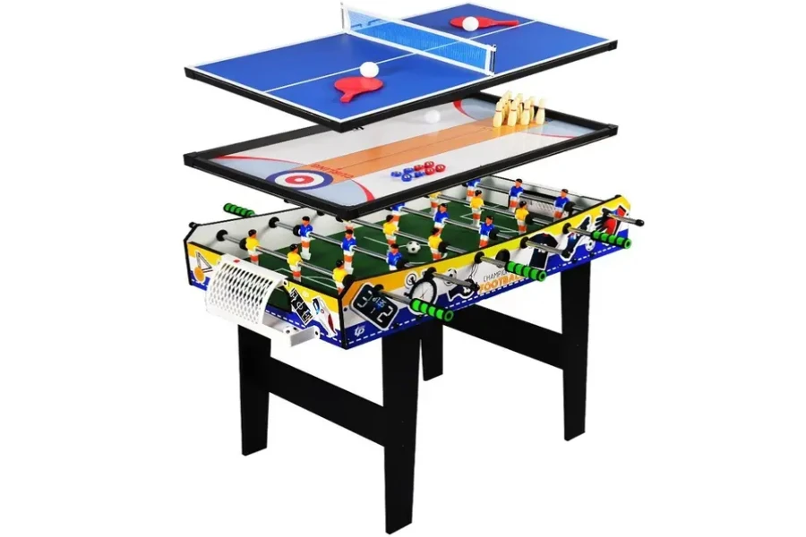 Multi-game table with foosball and air hockey
