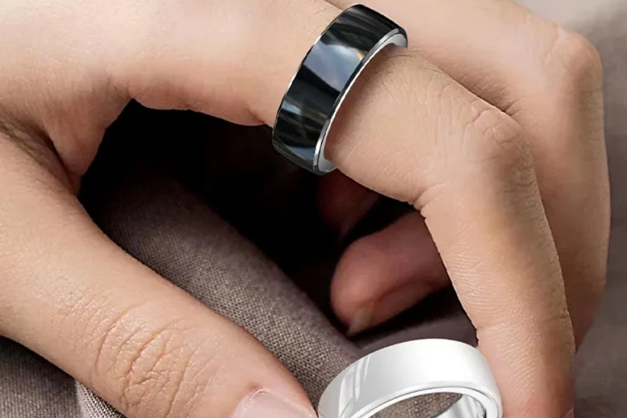 Smart ring on a person's finger