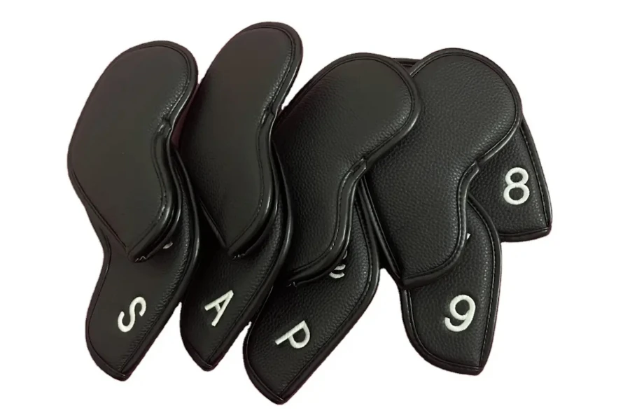 Thin black leather magnetic putter covers with letters