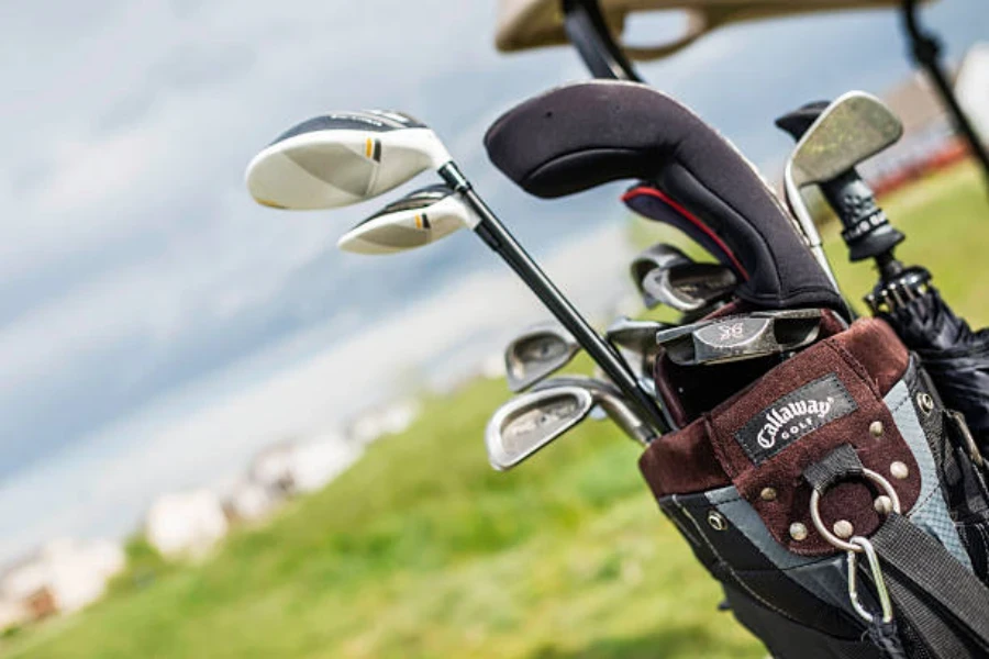 Traditional golf bag with large club with head cover on