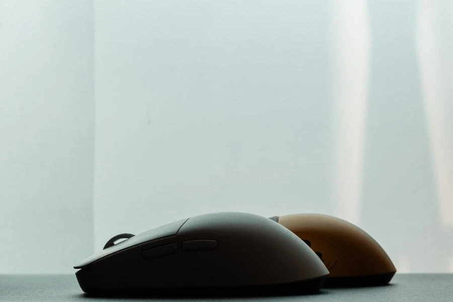 Two wireless mice in a minimalist setting