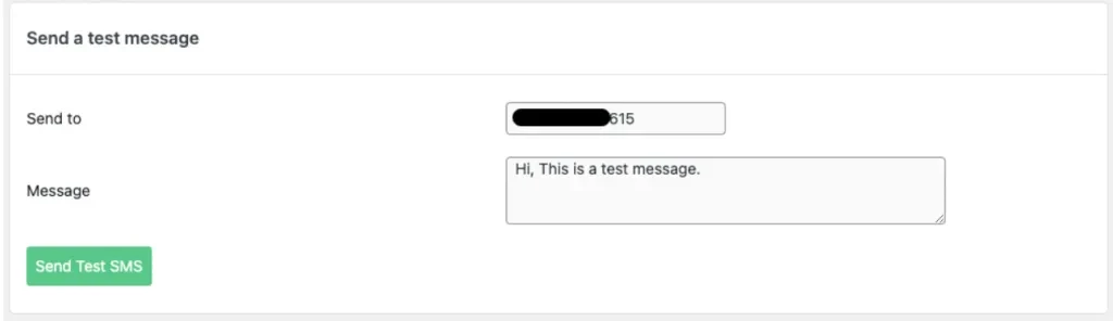 Message de test SMS woocommerce