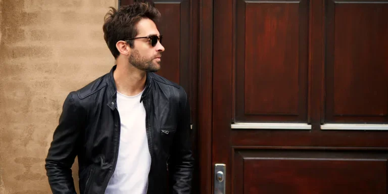 young man in leather jacket