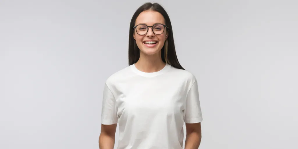 young woman in white cut & sew t-shirt