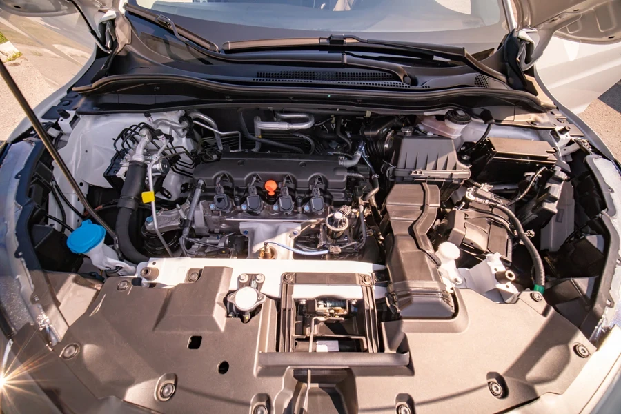 Vehicle engine revealing the coolant pathway