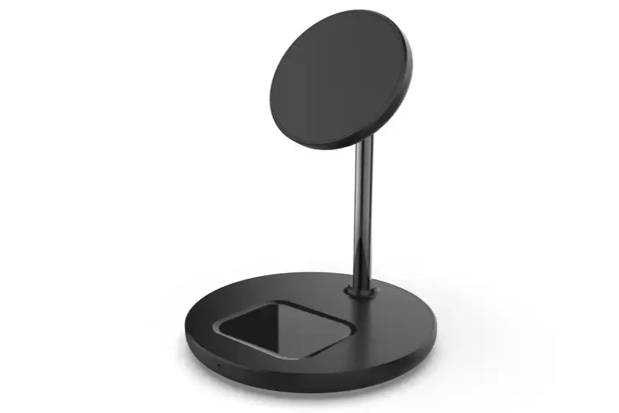 A black 2-in-1 charging stand