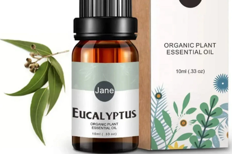 A bottle of eucalyptus essential oil