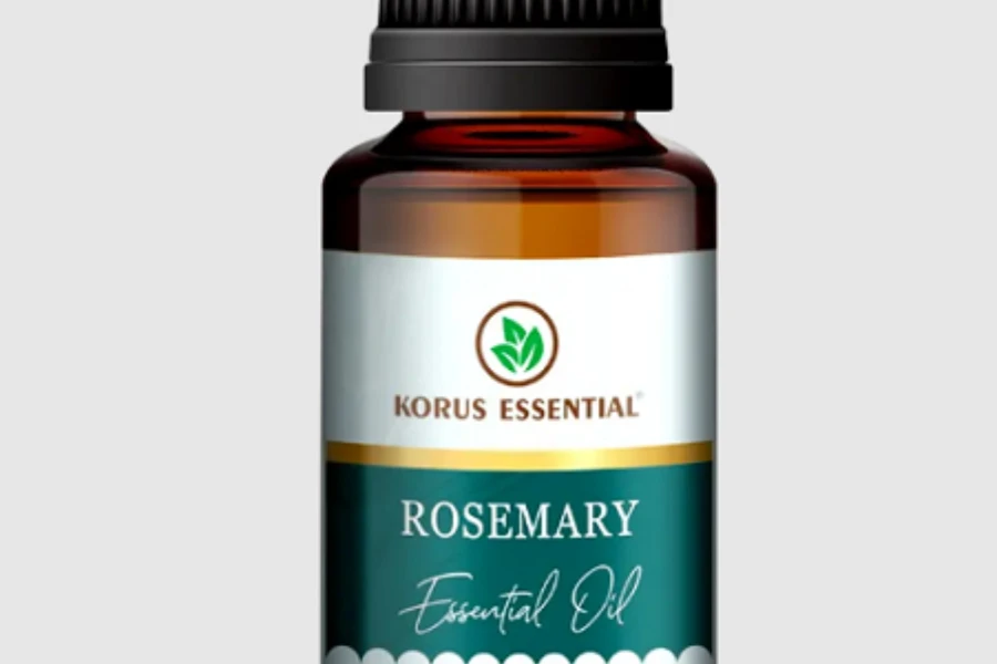 A bottle of rosemary essential oil