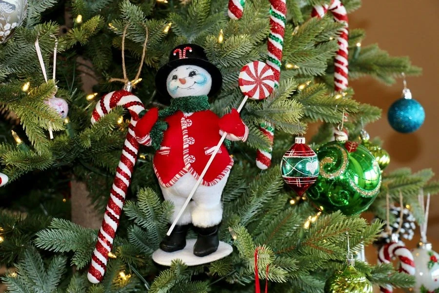 A Christmas tree decorated with candy canes