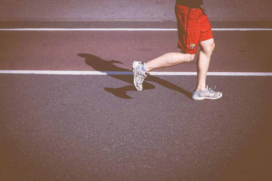 A runner in structured stability shoes