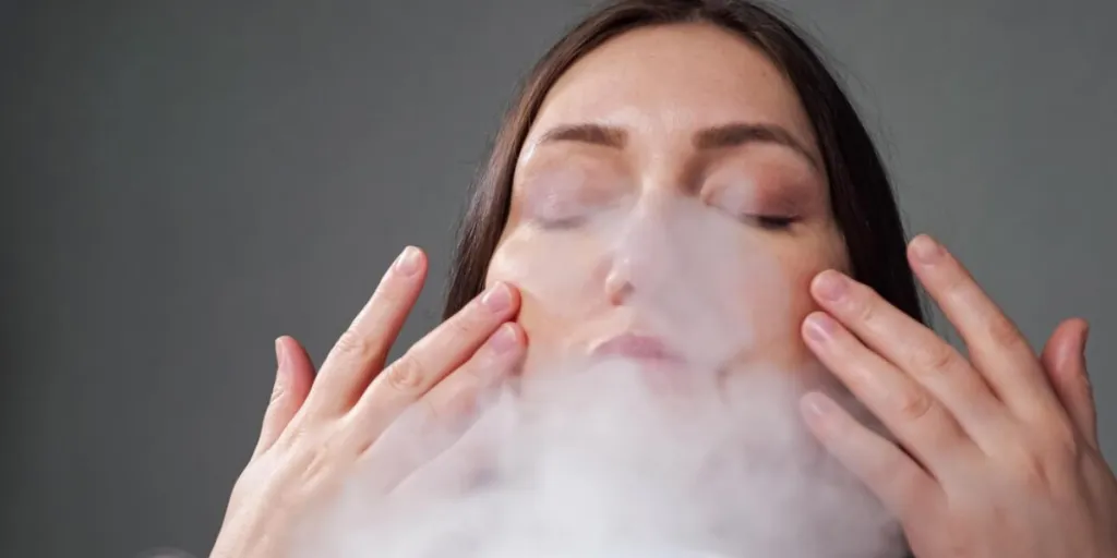 A woman doing steam therapy