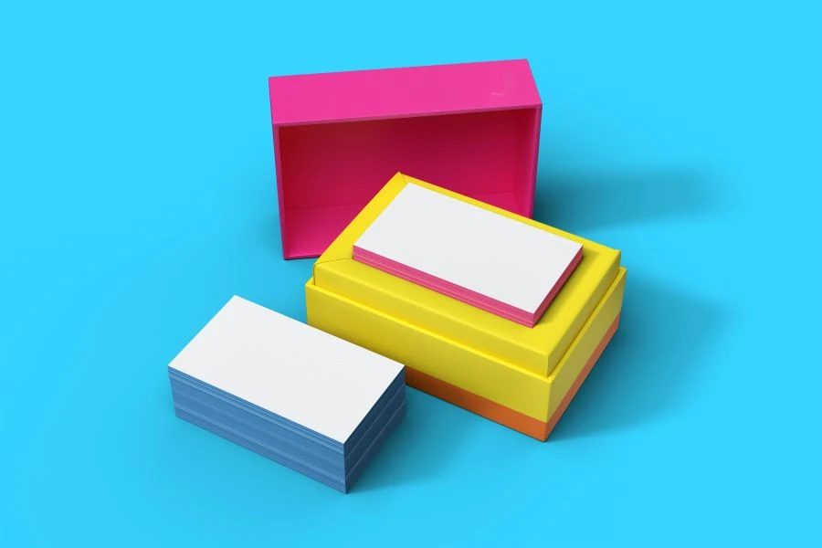 Blank business cards in different colors