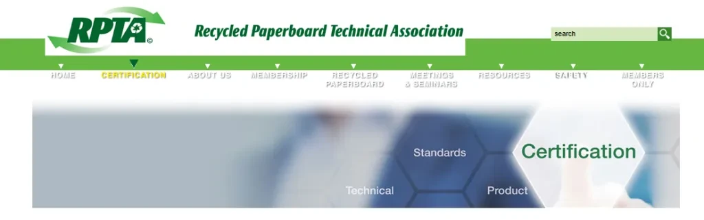 Certification of the Recycled Paperboard Technical Association