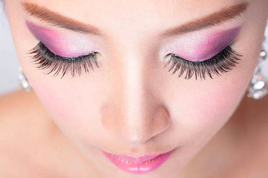 Chinese woman bright pink makeup