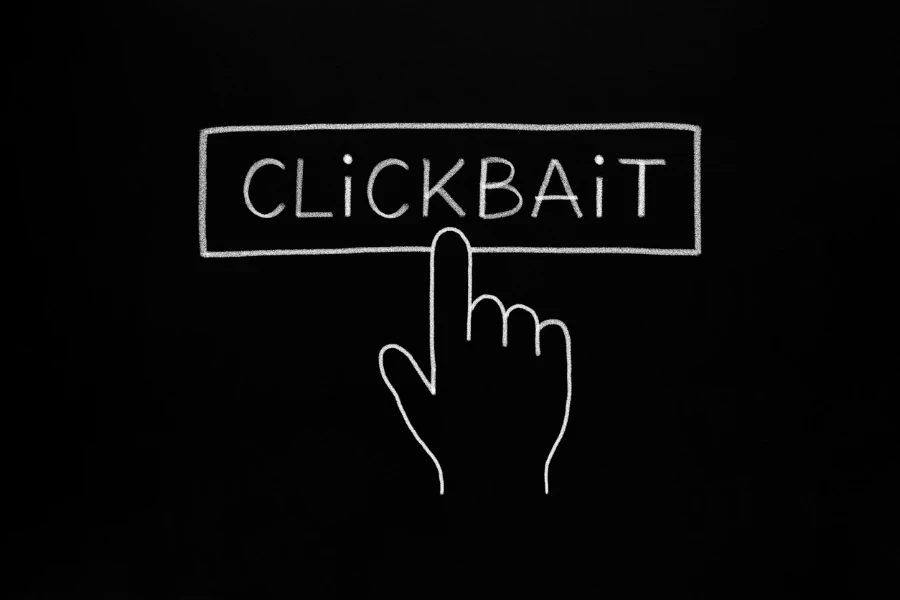 مفهوم مؤشر اليد النقر على زر Clickbait