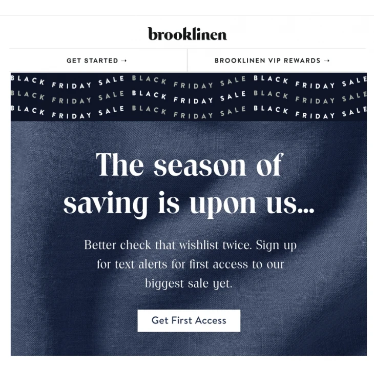 электронное письмо от Brooklinen