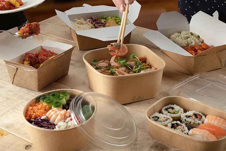 Food served in different takeaway containers