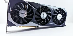graphics card resting on its side