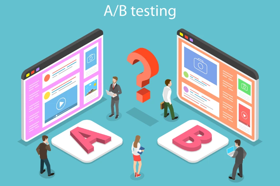 isometric flat vector concept of ab testing