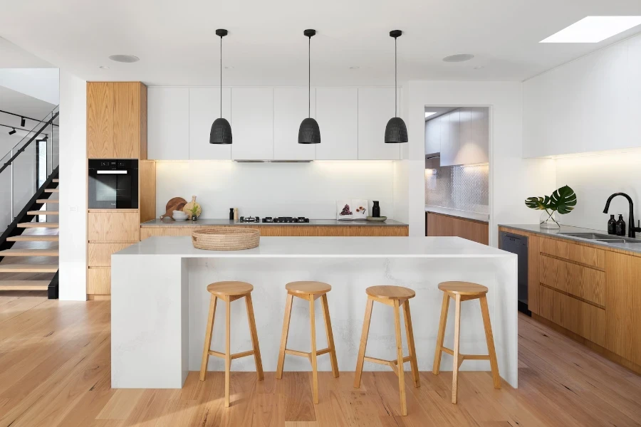 Light wood stools for kitchen island