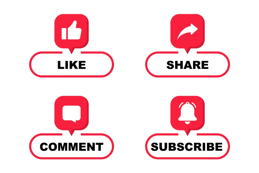 Like, comment, share and subscribe web buttons