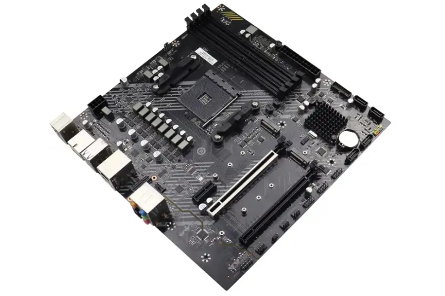 micro ATX motherboard in a white background