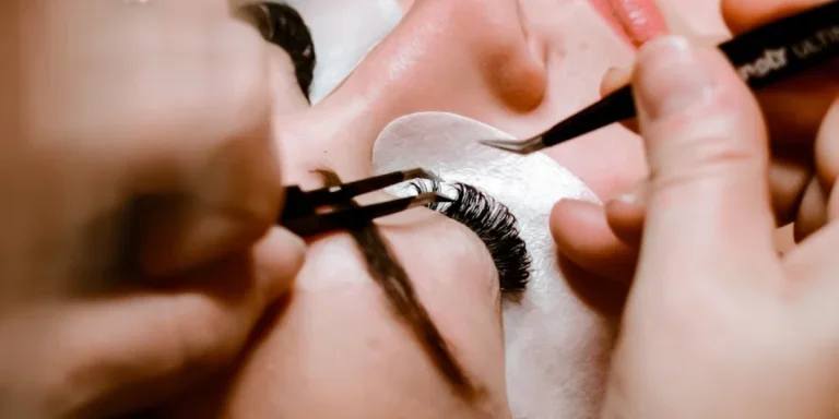 person getting a professional eyelash treatment