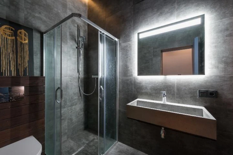 Specchio rettangolare per lavabo da bagno a LED