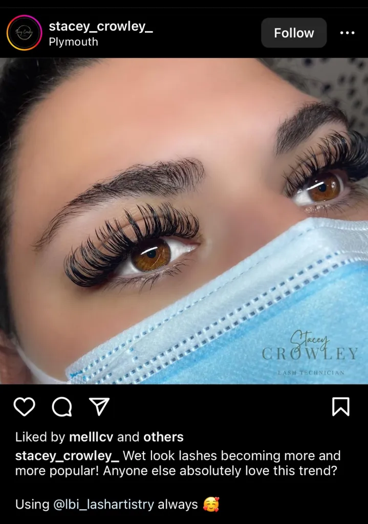 Screenshot of wet look lashes from Stacy_crowley_