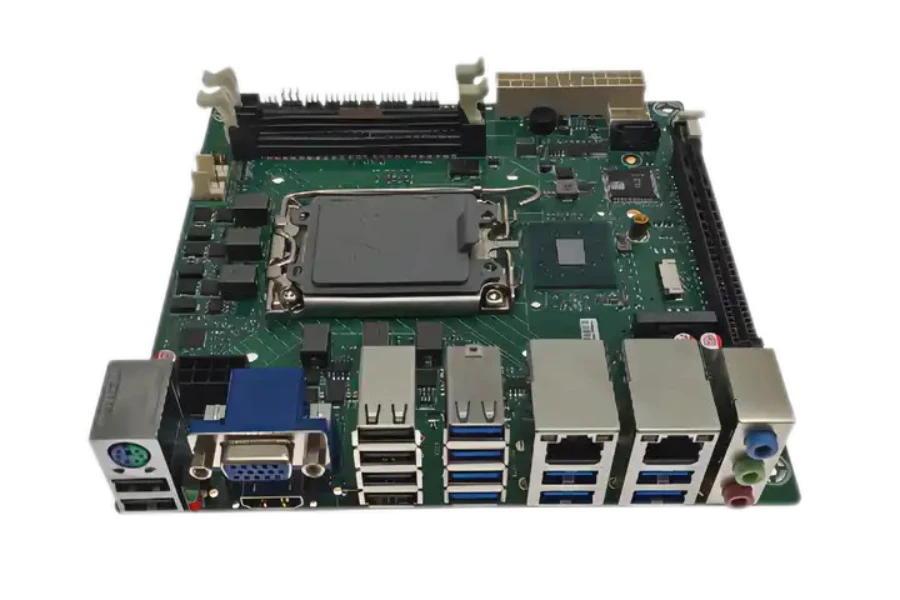 Stock photo of motherboard with multiple ports