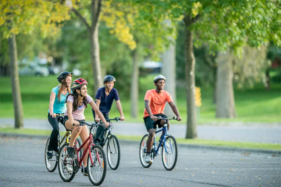 teens riding bikes