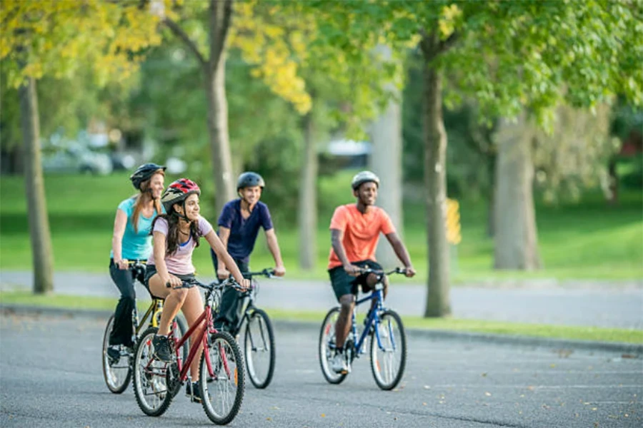 teens riding bikes