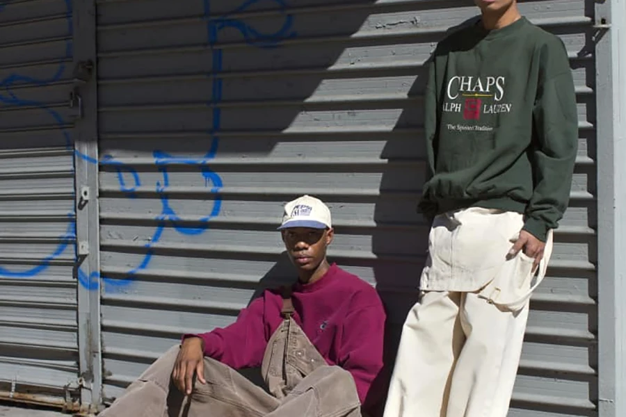 two black teenage boys vintage streetwear