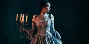 young woman in victorian gothic dress