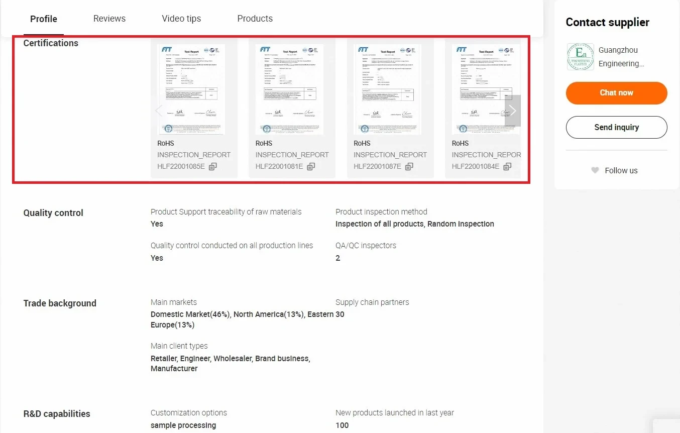 Отчет о проверке поставщика на Alibaba.com