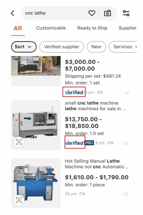 Supplier with a Verified Supplier label on Alibaba.com