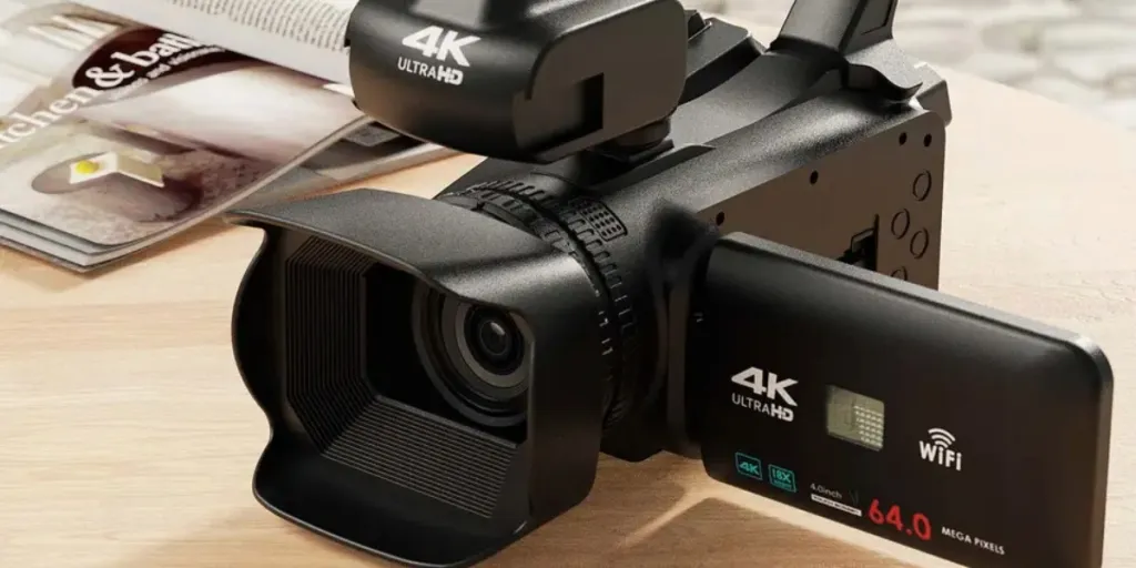 A 4K video camera on a table