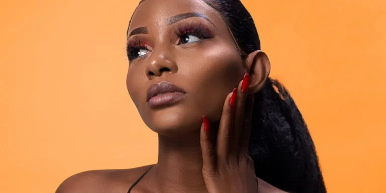 A beautiful black woman wearing a wig