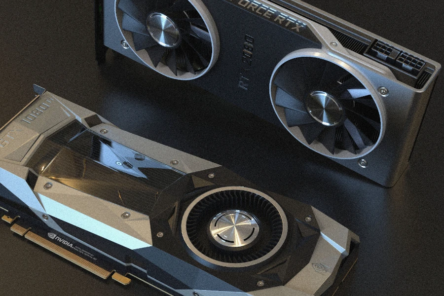 A black and gray graphics card