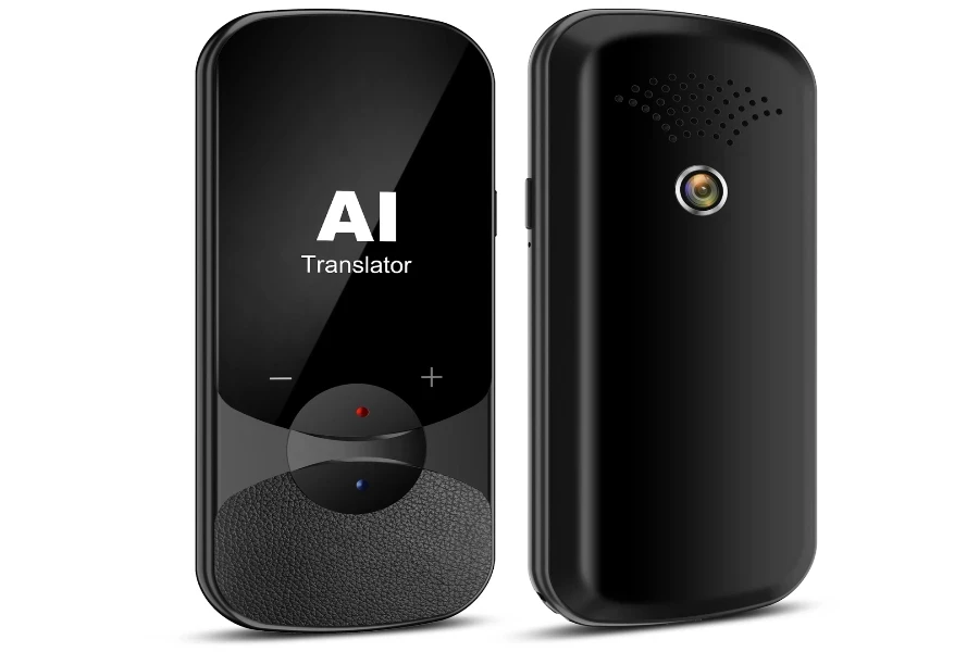 A black electronic translator with AI capabilities