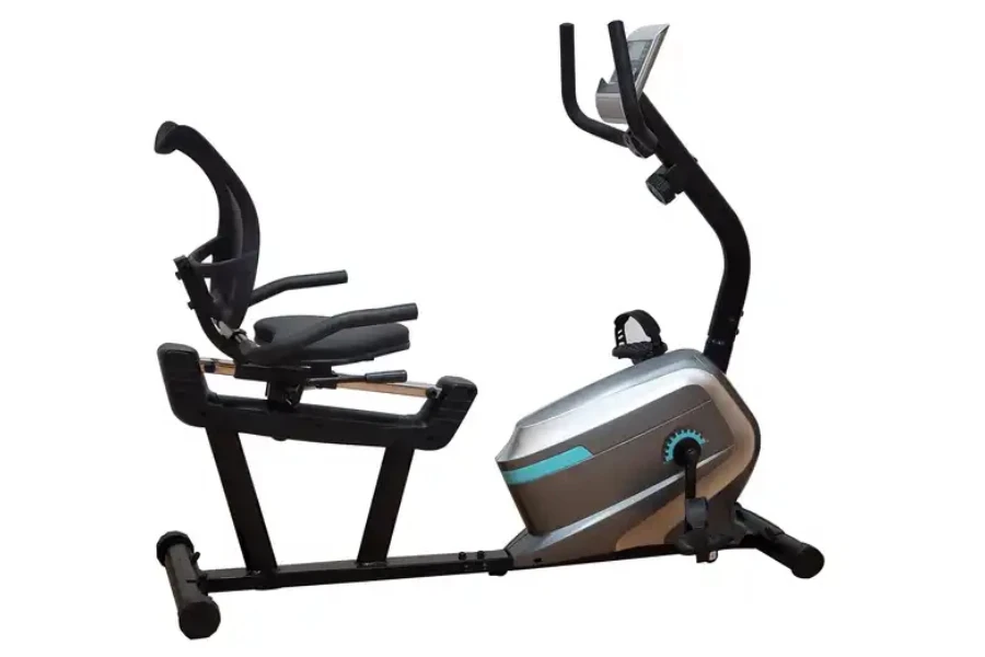 A black modern recumbent bike