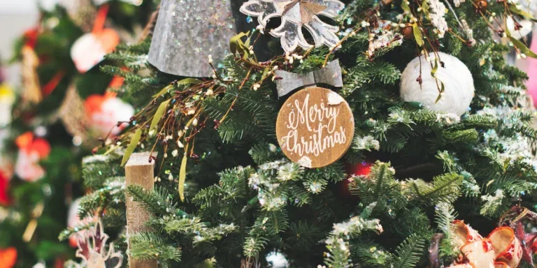 A close-up of a Christmas tree