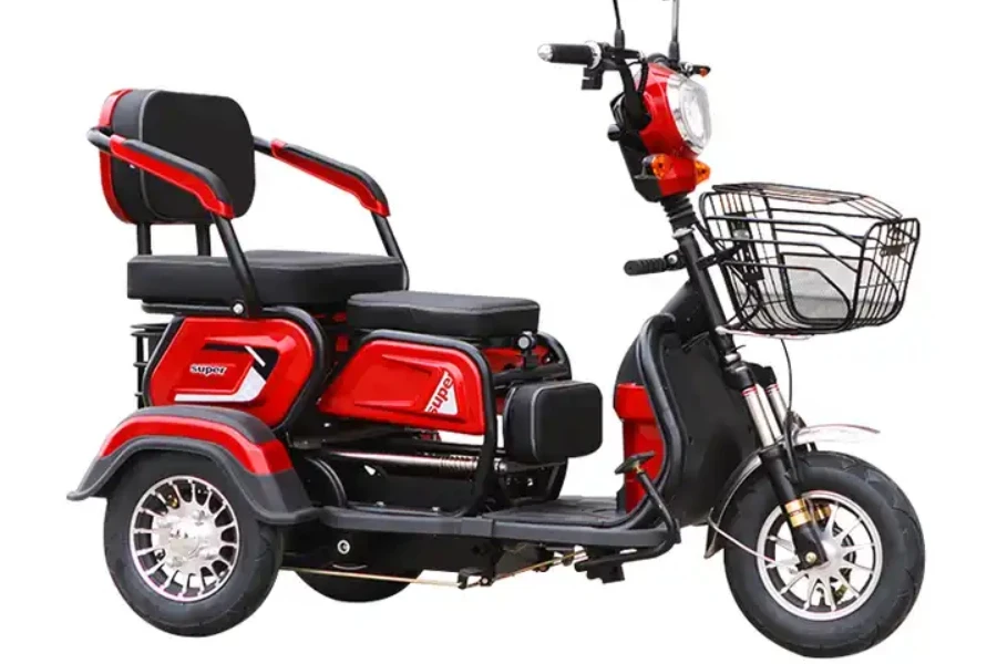 A full-size, three-wheel mobility scooter