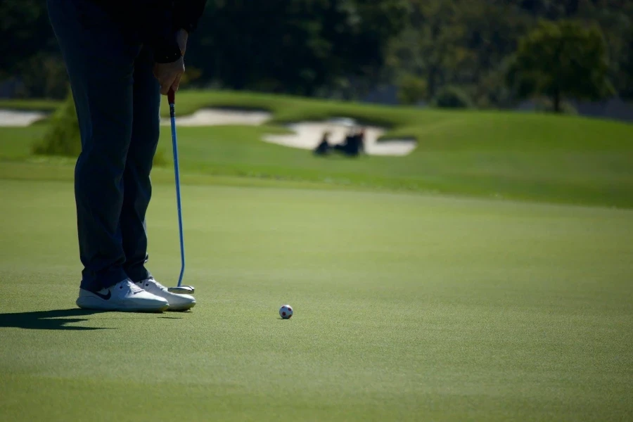 A golf player playing in top quality golf shoes