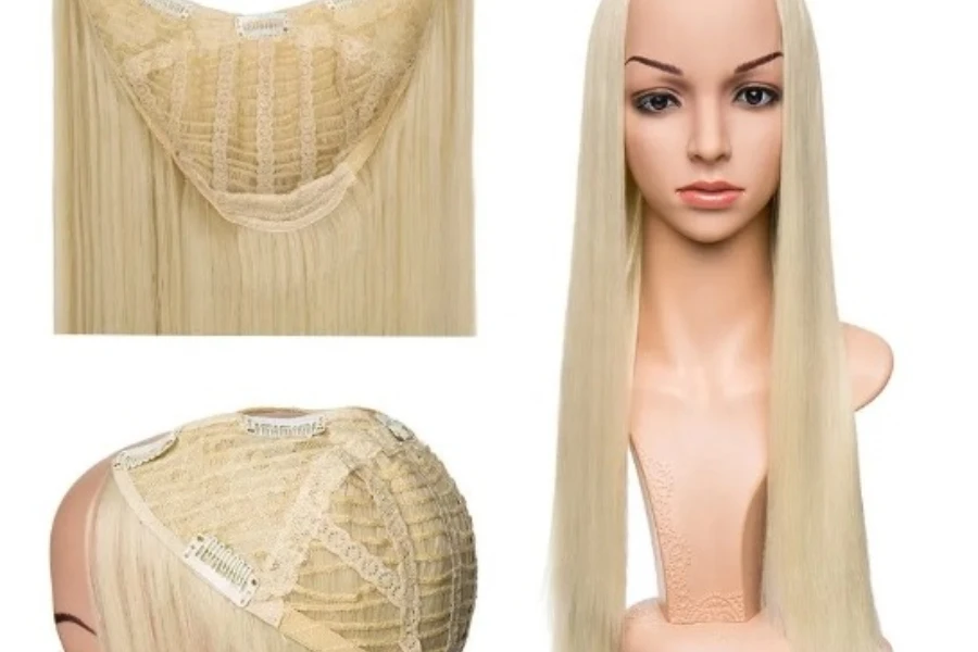 A half wig shown in different sections