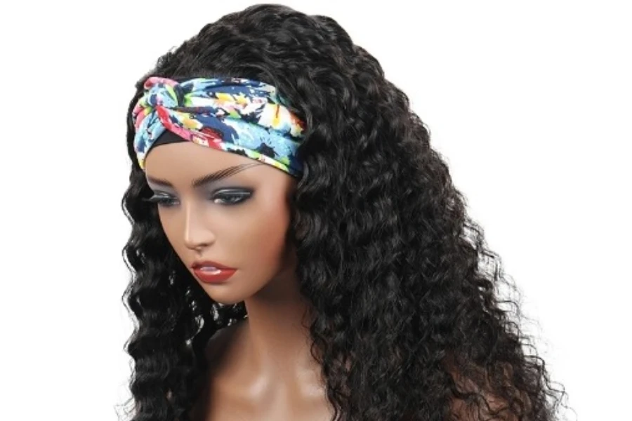 A headband wig on a mannequin